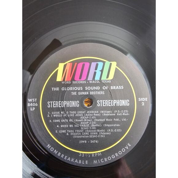 Ohman Bros - The Glorious Sound of Brass Word Records - Waco Texas WST 8406 LP - Picture 7 of 8